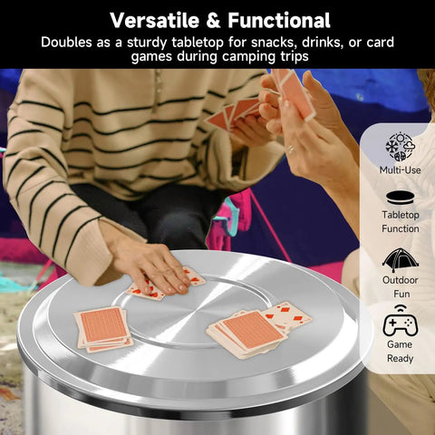 Heavy Duty 19.5 Inch Fire Pit Lid For Bonfire Smokeless Firepit Fits Solo Stove Bonfire 1.0 And 2.0 Stainless Steel Weatherproof Cover For Tabletop Outdoor Protection used as card table