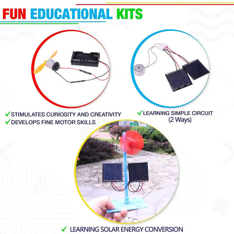 4 In 1 Solar Power And Electric Motor STEM Kit For Kids Beginners With Solar Car Solar Powered Fan Wind Car And Wooden Plane DIY projects