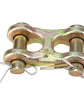 Six Pack Tough As Nails 3/8 Inch Grade 70 Double Clevis Chain Repair Links For Trailers And Trucks Zinc Plated Alloy Steel Tie Down Connectors 6600 Lbs Working Load Limit close-up view of a double clevis link