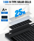 100 Watt N Type Monocrystalline Solar Panel With 18BB Tech For RVs Marine Rooftops And Off Grid Homes 12V High Efficiency PV Module