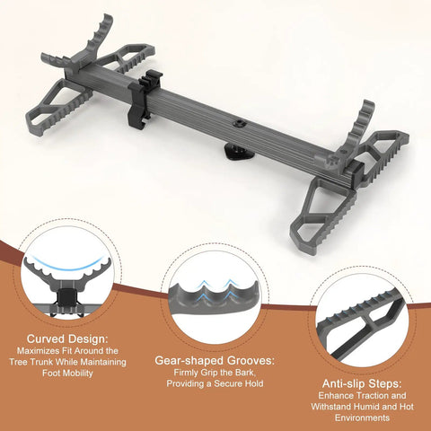 Curved design and anti-slip steps on Lightweight 17.5 Inch Aluminum Climbing Sticks For Hunting, stackable for tree stands