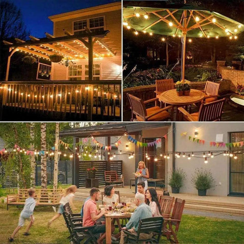 Solar Powered Outdoor String Lights 97ft With 48 Waterproof Shatterproof Bulbs For Patio Backyard Porch Garden Gazebo Pool And Camping No Electric Bills No Fuss Setup Dusk To Dawn Auto On