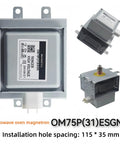 Essential Om75p 31 Esqn-1000w Air Cooled Magnetron Tube with installation specifications and high voltage ratings.