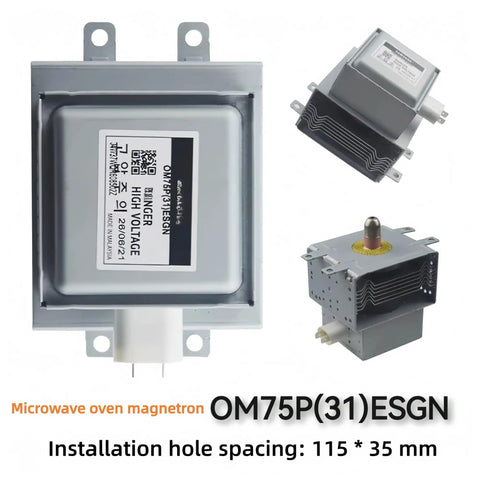 Essential Om75p 31 Esqn-1000w Air Cooled Magnetron Tube with installation specifications and high voltage ratings.