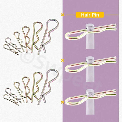 175 Piece Cotter Pin Kit with Six Sizes Zinc Plated Steel Hairpin R Clips and Hitch Pins for Automotive and Machinery Projects