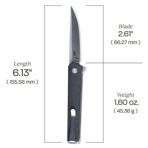 Compact EDC Pocket Folding Knife With Liner Lock Black Finish Slick Flipper Deployment IKBS Ball Bearing Pivot High Carbon Stainless Steel Blade Lightweight Glass Reinforced Nylon Handle Easy Sharpening Everyday Carry Ready, open blade with 6.13-inch length
