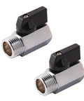 Half Inch Brass Mini Ball Valve NPT Male To Female Shut Off Valve Pack Of 2 for shower heads and RV plumbing, chrome plated.