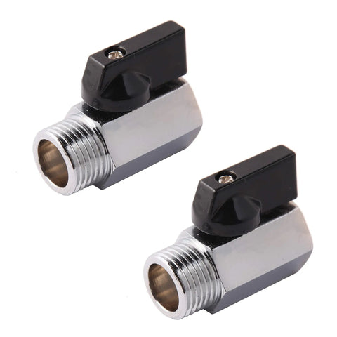 Half Inch Brass Mini Ball Valve NPT Male To Female Shut Off Valve Pack Of 2 for shower heads and RV plumbing, chrome plated.