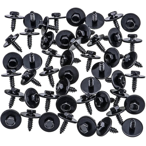 Bulk 50 Pack M4.8-1.61 X 16mm Hex Head Sems Screws Set For BMW Wheel Arch Trim, black zinc screws