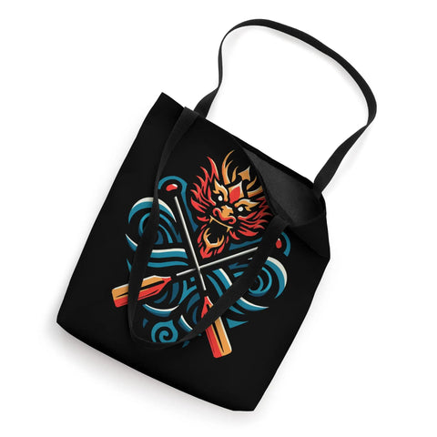 Paddler Tote Bag For Dragonboating Enthusiasts - Durable, Lightweight Carryall For Team Practices, Regattas, And Festivals, Perfect For Synchronous Paddling Fans And Dragon Boat Season Gear, featuring dragon design with paddles.