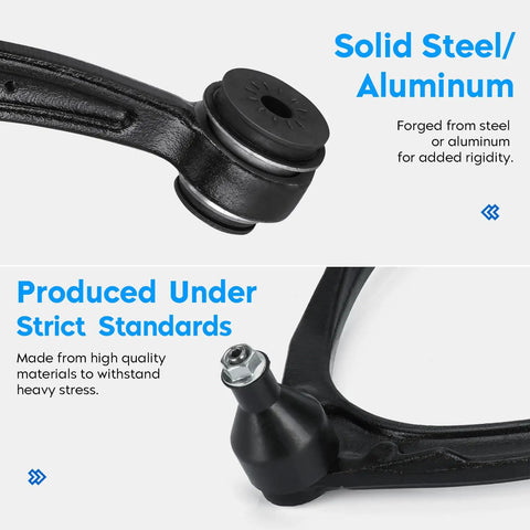Beefed-Up Forged Steel Front Upper Control Arms With Ball Joints For Escalade 2007 To 2014 Tahoe 2007 To 2016 Suburban 1500 Silverado 1500 Sierra 1500 Yukon Avalanche GMC Yukon XL 1500 Suspension Kit Upgrade forged steel arm and ball joint close-up