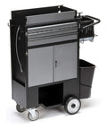 Hella Sturdy Three Drawer Rolling Utility Cart For HVAC Pros And Major Equipment Rig With Zero Tool Hassle and Rock Solid Portable Storage Organizer For Main Shop Warehouse And Active Site Work, shown with drawers and wheels.