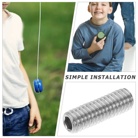 YoYo Axle Screw Kit 10pc Metric Socket Head Cap Grub Screws with children using yoyo and screw detail
