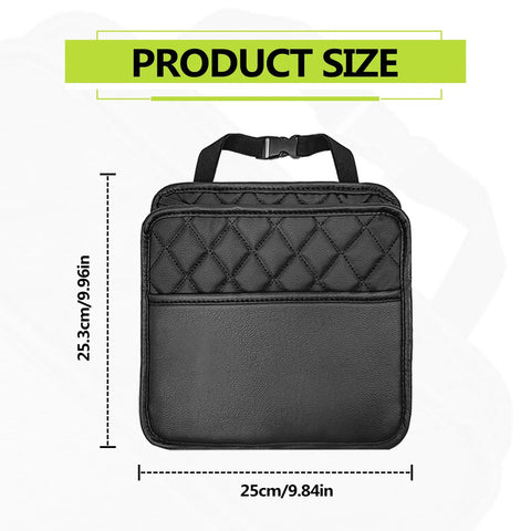 Car Seat Back Organizer PU Leather Hanging Pocket Waterproof Easy To Clean Multipurpose Storage Bag For Small Items Universal Fit For Car SUV Truck Black