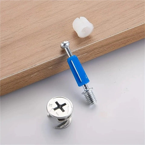 Premium Cam Lock Fasteners For Furniture Assembly And Repair, Tight Panel Connectors With Lock Nuts, Diy Kit Close-up
