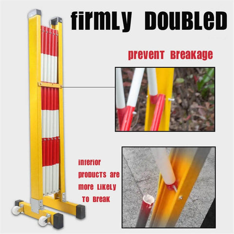 Flexible Expandable Safety Fence With Smooth Rolling Casters For Crowd Control And Room Dividing, reinforced fiberglass with locking mechanism.