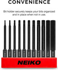 11 Piece Hex Allen Power Bit Set With Magnetic Tips And Quick Release Shanks For Drills And Impact Drivers Metric Sizes 1.5mm To 8mm displayed in holder