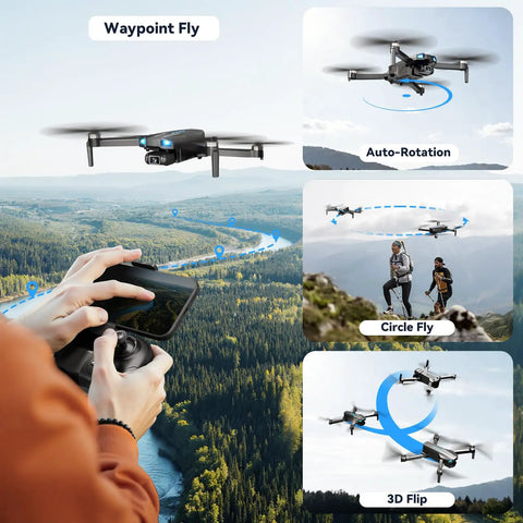 1080P HD FPV Drone With Camera For Beginners And Kids Foldable Quadcopter Showing Auto Hover and 360 Degree Flip Over Forest