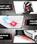 Close-up of One Click Transformer RC Police Car With Realistic Flashing Lights And A Convertible Battle Robot Mode Rechargeable Toy
