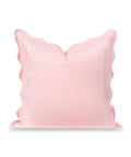 Coastal Chic 20x20 Throw Pillow Cover With Scalloped Border, Blush Pink Embroidered Frame, Reversible Solid Back, Weather Resistant Polyester