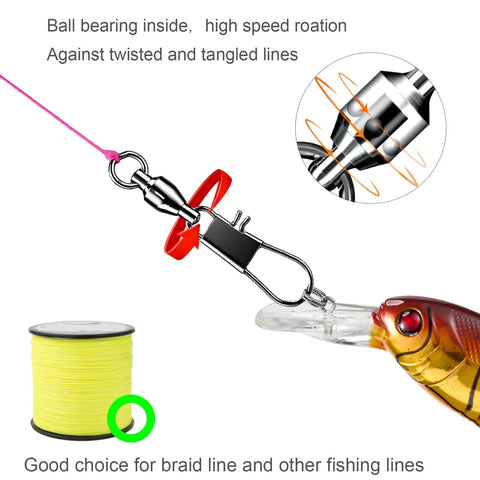 Saltwater Ball Bearing Snap Swivels Kit With Copper Alloy Body And Stainless Rings And Snaps, Black Nickel Finish on lure line