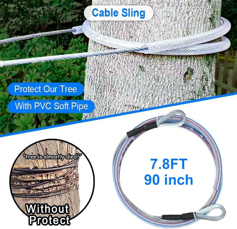 Backyard Zip Line Kit For Kids And Adults 65 Feet With 60mm Swing Seat Steel Trolley With Brake, PVC soft pipe on tree