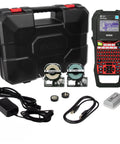 Built Tough Handheld Industrial Label Maker Kit Featuring Slick Rollback Technology And 18Mm Black On White Nylon Tape with case and accessories.