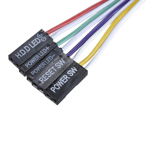 Two Pack 2 Pin PC Power Switch Cable With 27 Inch Front Bezel Push Button No Fuss On Off Reset For ATX Desktop Case LED Indicators Red And Green Includes HDD LED Signals