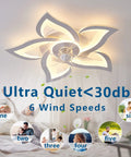 Flush Mount Ceiling Fan With Lights 24 Inch White Dope Remote Control Six Speeds Three Light Colors Low Profile Kitchen Fan