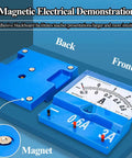 Magnetic Electrical Experiment Kit For Classroom Demonstrations, 18-Piece Physics Lab Set that adsorbs on blackboard, blue plastic ammeter