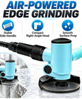 Air Powered Edge Grinding Tool with stable side handle and right-angle head for smooth surface preparation.