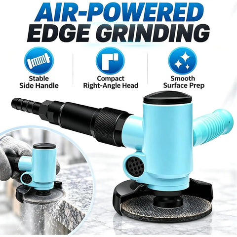 Air Powered Edge Grinding Tool with stable side handle and right-angle head for smooth surface preparation.