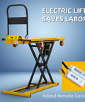 Heavy Duty Electric Scissor Lift Table Cart 47 Inch Height With 660 Lbs Capacity Portable Flatbed Hand Truck with remote control.