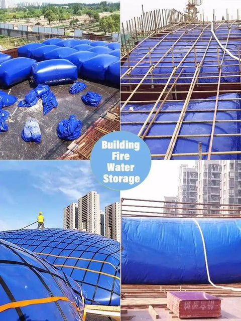 Massive Capacity Collapsible Water Bladder Tank For Gardens And Farms, Portable Water Storage Bag setup on construction site