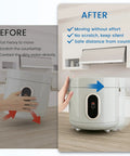 Self Adhesive Caster Wheels And Appliance Sliders For Kitchen Appliances, 360 Swivel Roller Pads shown moving a kitchen appliance.