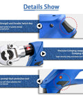 Heavy Duty Cordless Electric Hydraulic Crimping Pliers With Dual 4.0Ah Lithium Packs showing durable switch key and crimping heads.