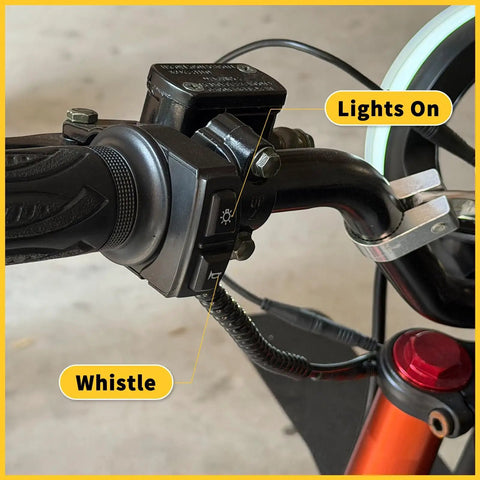 Handlebar controls for Ring Shaped Headlight With Built In Horn Control For Electric Bicycles, easy mounting on Soleil01 E Bike
