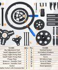 Pro Grade Dry Dual Clutch Transmission Removal And Installation Tool Kit For Ford Focus Fiesta Transit Connect 2019 And B MAX DPS6 Compatible Heavy Duty DIY Friendly Professional Alignment Tools, steel parts laid out