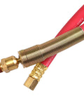 Red Heavy Duty Rubber Air Hose With Solid Brass 1/4 Inch Mnpt Ball Swivel And Fnpt Ends 300 Psi High Pressure lead in line close-up.