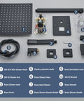 Components of Matte Black Shower System With 12 Inch Rain Shower Head And Handheld Spray Brass Valves 14 Inch Shower Arm