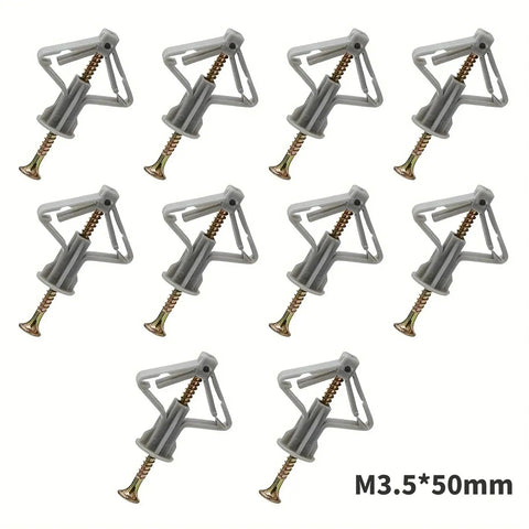 Self Drilling Drywall Anchors Kit 100 Sets M3 5 Hollow Wall Anchors with screws displayed in grid pattern