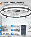 24 Inch Low Profile Ceiling Fan With Bright Led Light And Super Quiet Remote Control Sleek Black Design modern ceiling fan with remote in bedroom