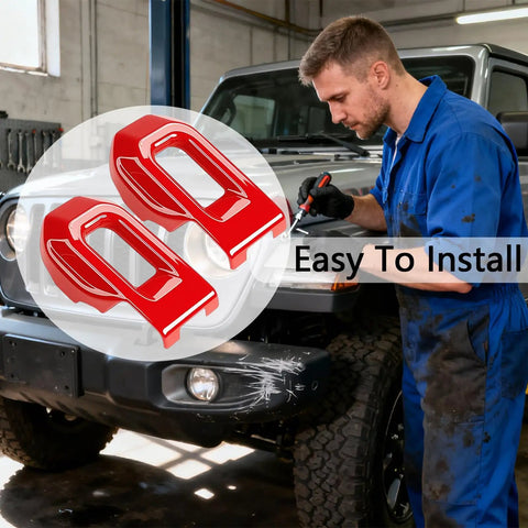 Red ABS Hood Latch Covers 2pc for Jeep Wrangler JL JLU Gladiator JT Stylish Engine Trim Guards Level Up Your Rig with Durable Protection and a Fresh Custom Look That Brings the Swagger!