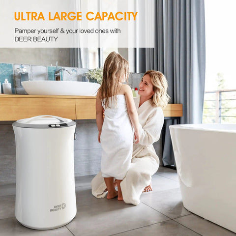 Mother and daughter with Large Towel Warmer For Bathroom With 4 Heating Modes Auto Shut Off Fits Up To Two 40x70 Towels