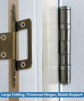 Premium Bronze Iron Butt Hinges Non Mortise Cabinet Door Hardware Sturdy Cupboard Lifts 8 Piece Pack showing brass and silver hinges.