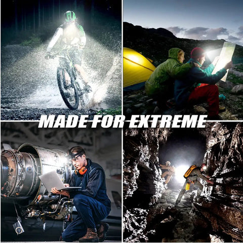 Rechargeable LED Headlamp With Ultra Bright 120000 Lumens, 9000mAh Battery for outdoor activities like cycling and camping