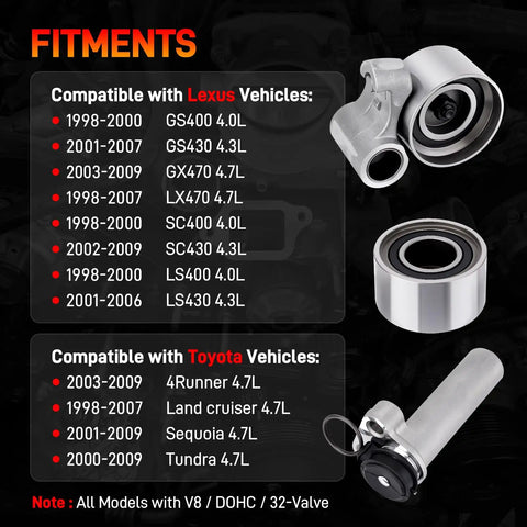 Lexus Timing Belt Kit With Water Pump For GS400 GS430 GX470 LS400 LS430 LX470 SC400 SC430 And Toyota Fitment Chart