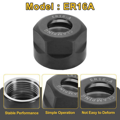 Five Pieces ER16A M22 Collet Clamping Nuts Set For CNC Milling Chuck Holder Lathe Cast Steel Construction