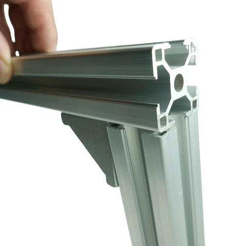 30mm By 30mm Smooth Lite T Slot Aluminum Extrusion 400mm Length Built For DIY Frames Super Durable Anodized Aluminum Profile With Lightweight Strength And Corrosion Resistance For Your Next Build. close-up of 30x30 aluminum T-slot profile corner