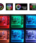 PC case illuminated by Magnetic PC RGB LED Strip With Clear Silicone Cover, 36 LEDs Not Addressable, showcasing color options.